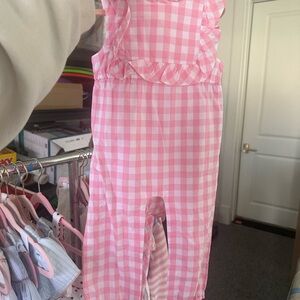 Pink Gingham Kids Overalls